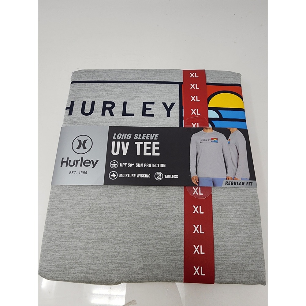 Hurley Mens UV‎ Tee Long Sleeve Gray Polyester Blend Athletic Size XL